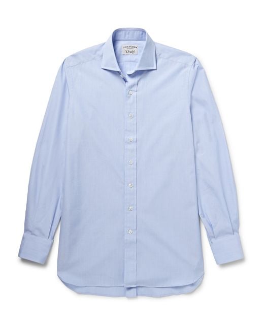 Drake's Blue Cleeve Of London Cutaway-Collar Cotton Shirt for men