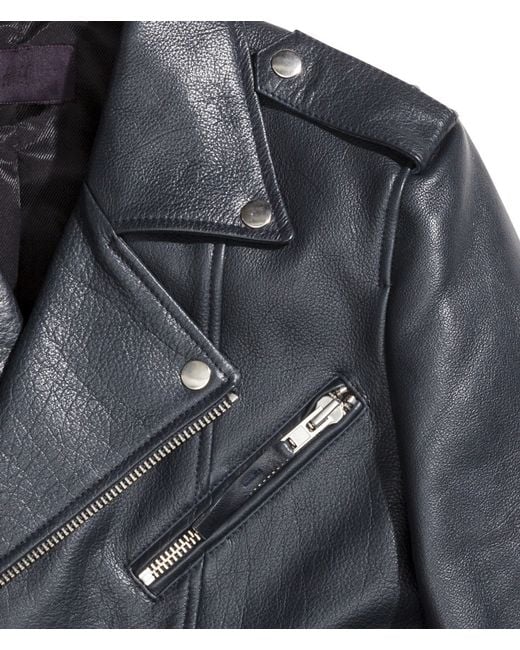 H&M Leather Biker Jacket in Dark Blue (Blue) for Men | Lyst