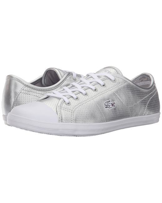 silver lacoste shoes