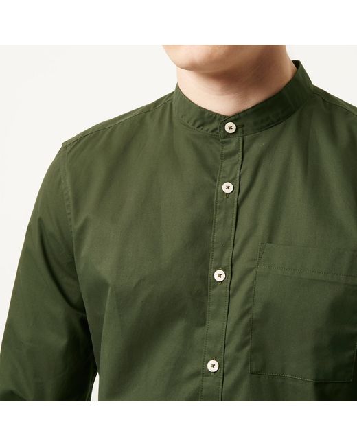 Cotton Green Grandad Collar Twill Shirt 