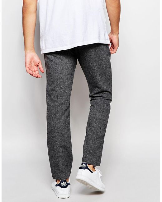 Wool Herringbone Trousers In Slim Fit 