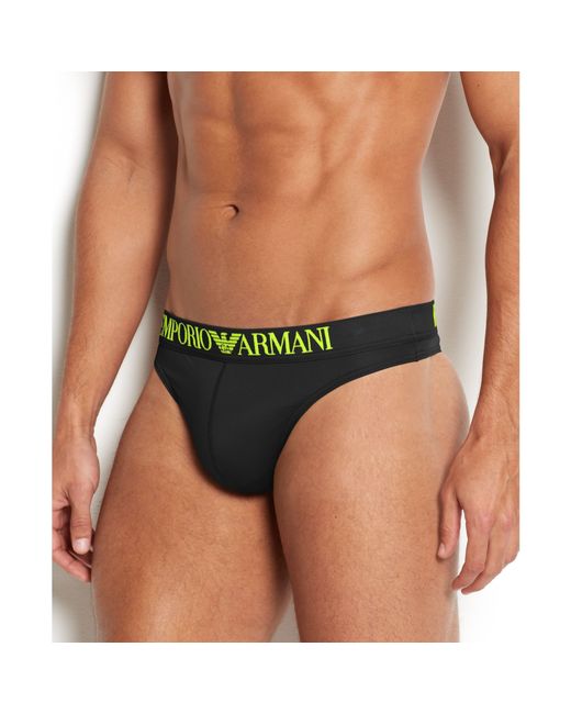 Emporio Armani Men's Microfiber Thong in Black for Men | Lyst
