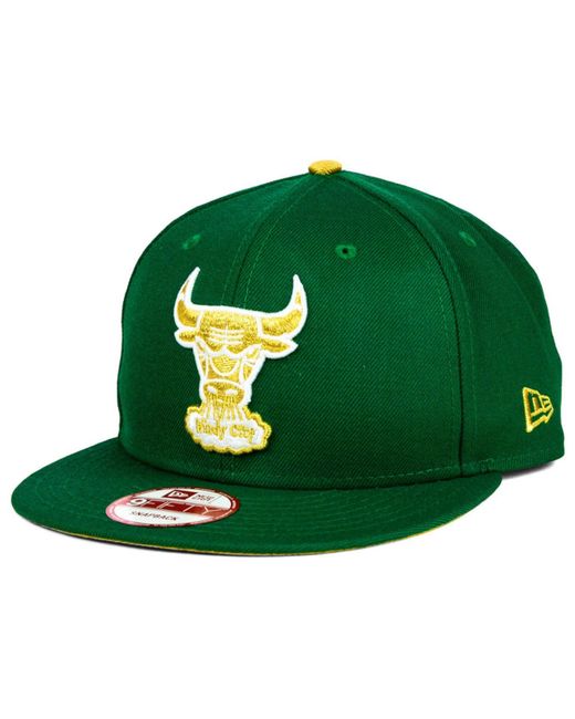 KTZ Green Chicago Bulls Hwc St. Pat 9Fifty Snapback Cap for men