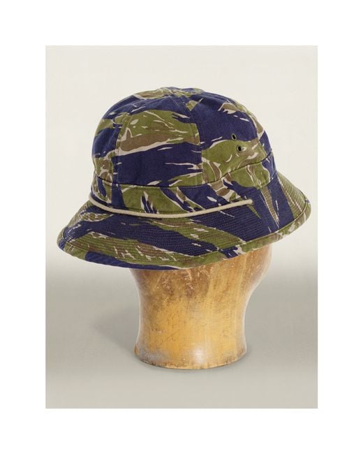RRL Green Tiger-striped Camo Bucket Hat for men