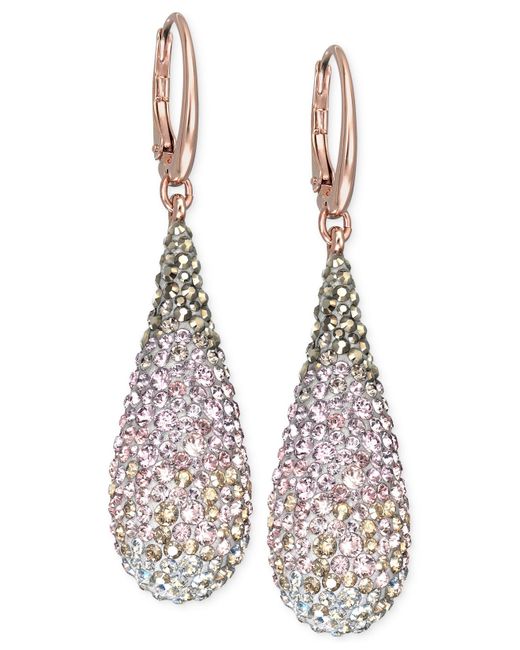 Swarovski Swarovksi Rose Gold-Tone Graduated Crystal Teardrop Leverback  Earrings in Metallic | Lyst