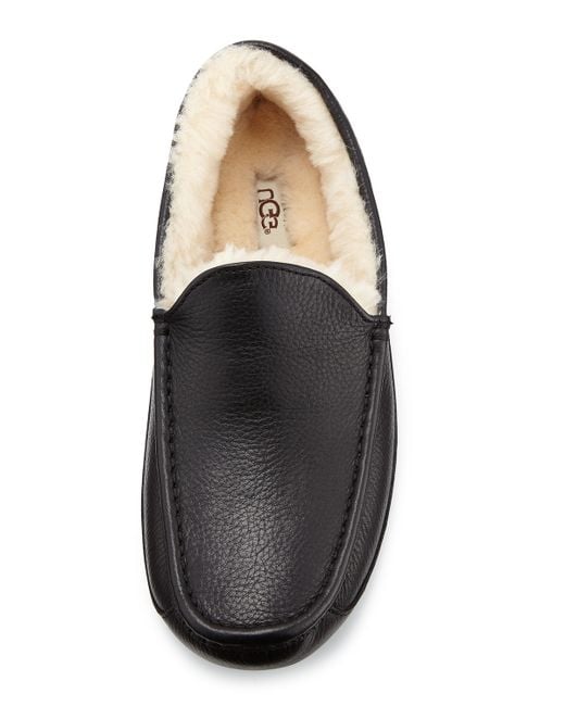 Ugg Ascot Leather Slipper in Black for Men Lyst