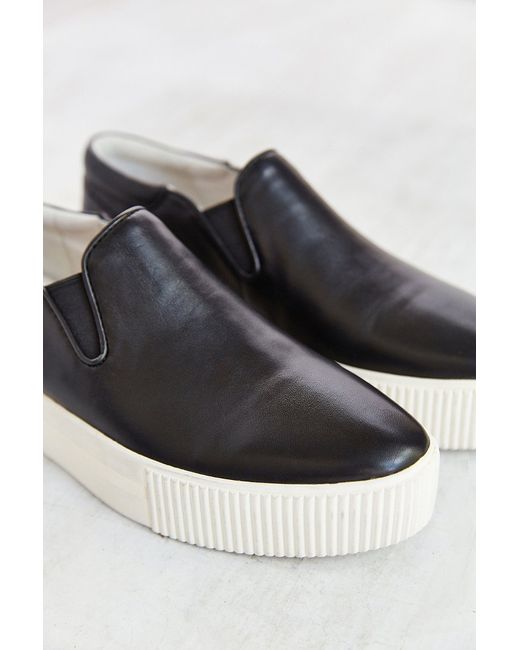 Ash Black Karma Leather Platform Slip-On Sneaker
