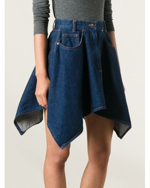 Jean Paul Gaultier Blue Flared Denim Skirt