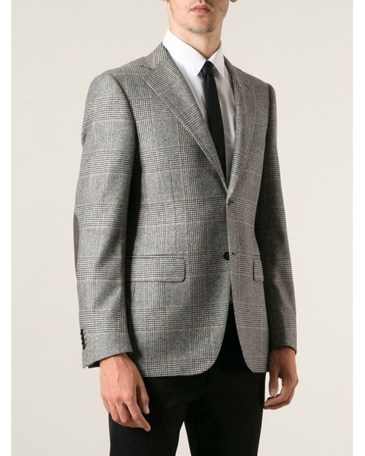 Canali Gray Prince Of Wales Check Blazer for men