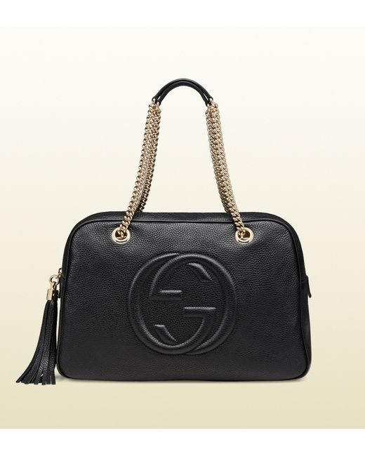Gucci Soho Leather Shoulder Bag in Black | Lyst