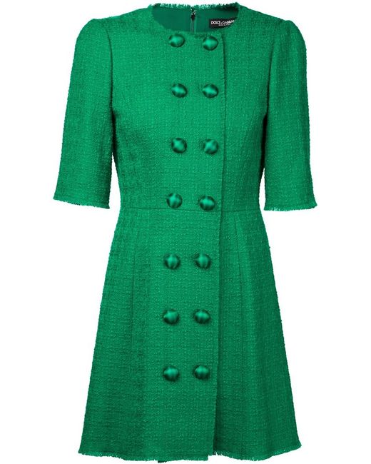 Dolce & Gabbana Green Tweed A-line Dress