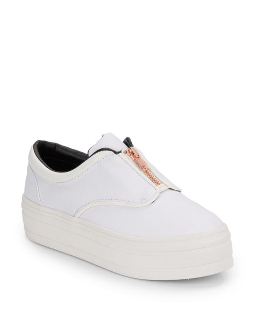 Download Eleven paris Posh Zip-front Platform Sneakers in White | Lyst