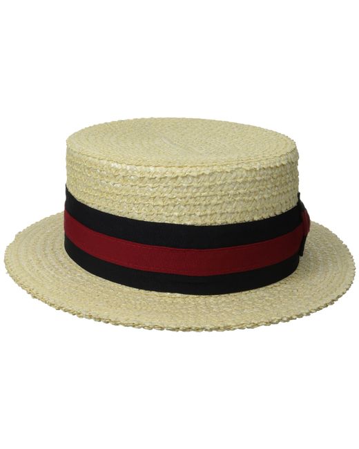 Scala Straw Boater With Two-tone Stripe 