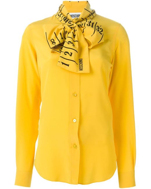 Moschino Yellow Ruler Pussybow Blouse