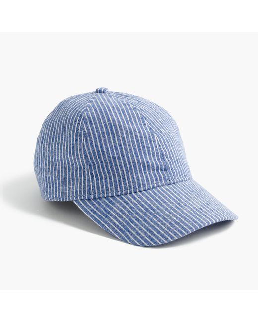 J.Crew Blue Striped Cotton Baseball Cap for men