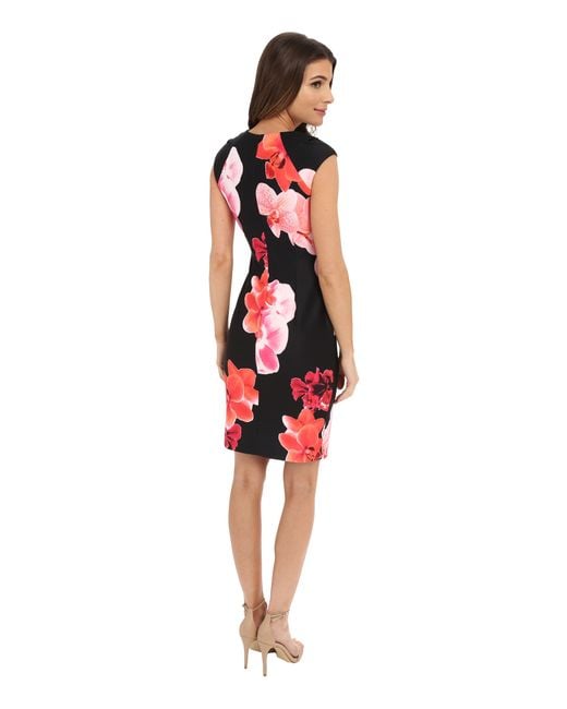 Calvin Klein Floral Print Sheath Dress Cd6m4021 in Black | Lyst