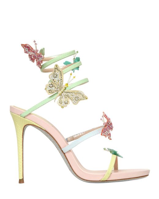 Rene caovilla 105mm Butterfly Karung & Leather Sandals in Multicolor ...