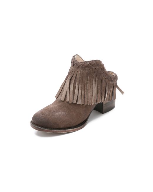 Freebird by Steven Brown Lucy Suede Fringe Mules - Grey