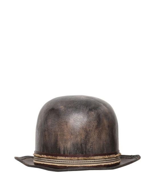 Move Gray Vintage Leather Bowler Hat for men