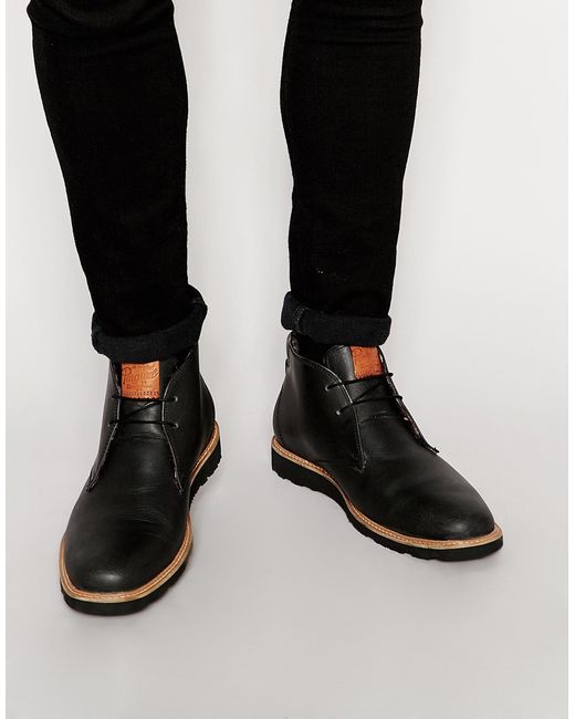 Original Penguin Black Leather Desert Boots for men