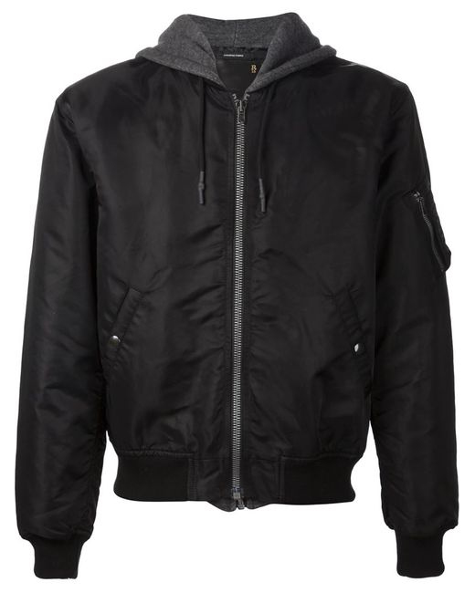 R13 Built-In Hoodie Bomber Jacket in Black for Men | Lyst