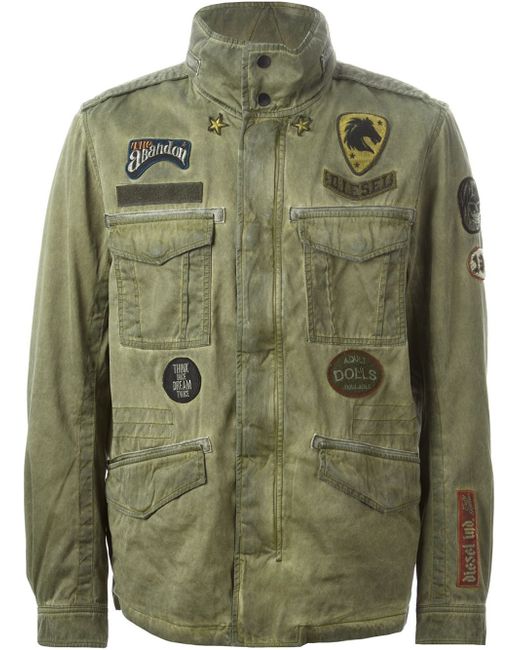 DIESEL Green Military Applique Jacket for men