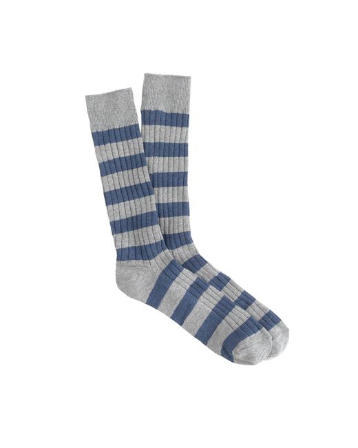 J.Crew Blue Ribbed Striped Socks for men