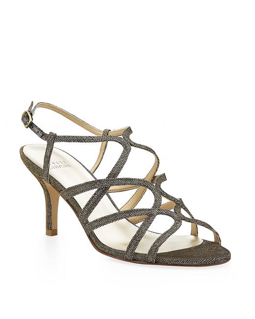 Stuart weitzman Turningup Strappy Glitter Sandal in Gray - Save 27% | Lyst