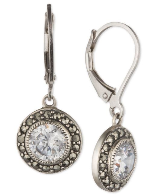 Judith Jack Metallic Sterling Silver Marcasite And Crystal Drop Earrings