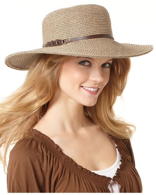 Nine West Natural Packable Straw Floppy Hat