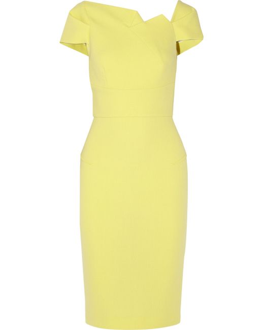 Roland Mouret Lepas Wool-Crepe Dress in Yellow | Lyst