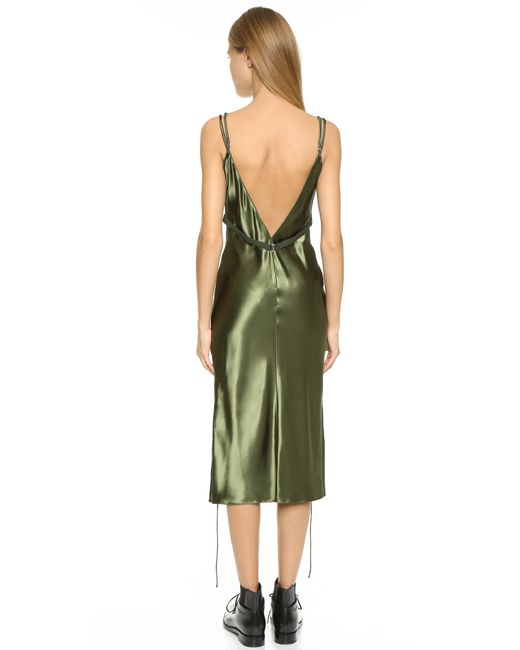 Alexander Wang Bias Cut Slip Dress in Green | Lyst