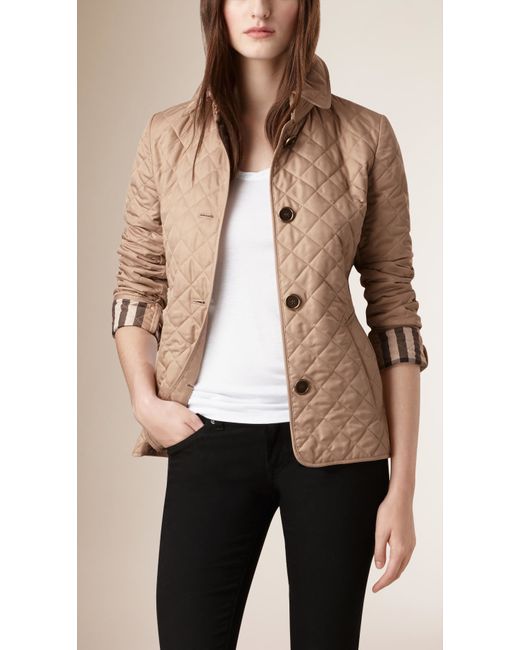 Burberry Diamond Quilted Jacket in Natural | Lyst