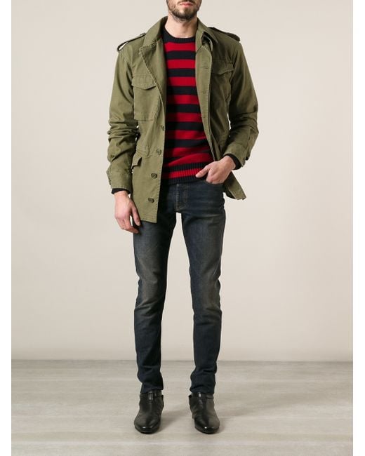Military green shop coat mens
