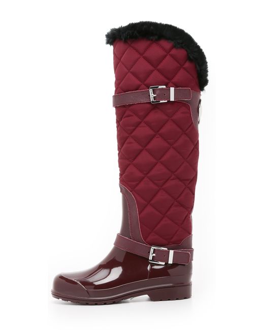 MICHAEL Michael Kors Red Fulton Quilted Rain Boots