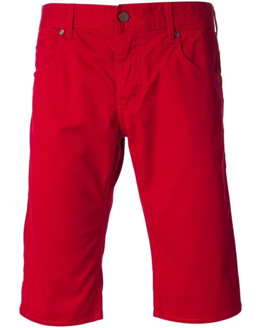 Armani Jeans Red Denim Shorts for men