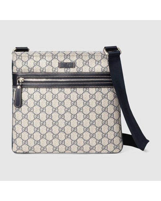 Gucci Gg Supreme Flat Messenger in Gray for Men Lyst