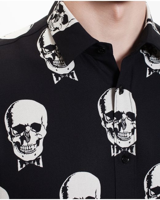 Saint Laurent Skull Print Shirt in Black for Men | Lyst