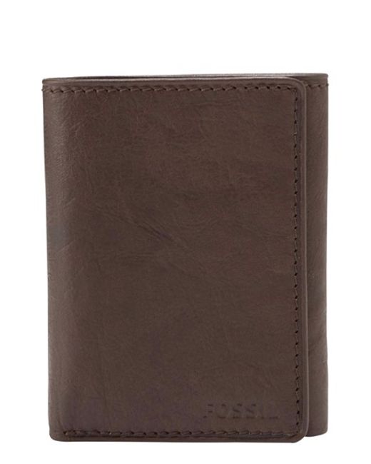 fossil ingram leather trifold wallet in brown for lyst fossil ingram leather trifold wallet in brown for lyst