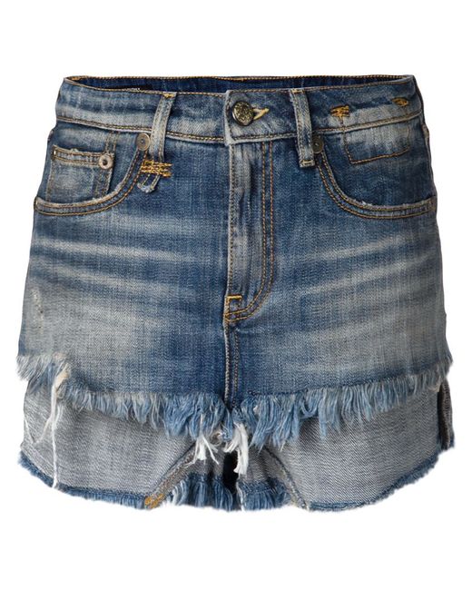Femme Vêtements Shorts Shorts en jean et denim Short en jean à bords francs Jean R13 en coloris Bleu 