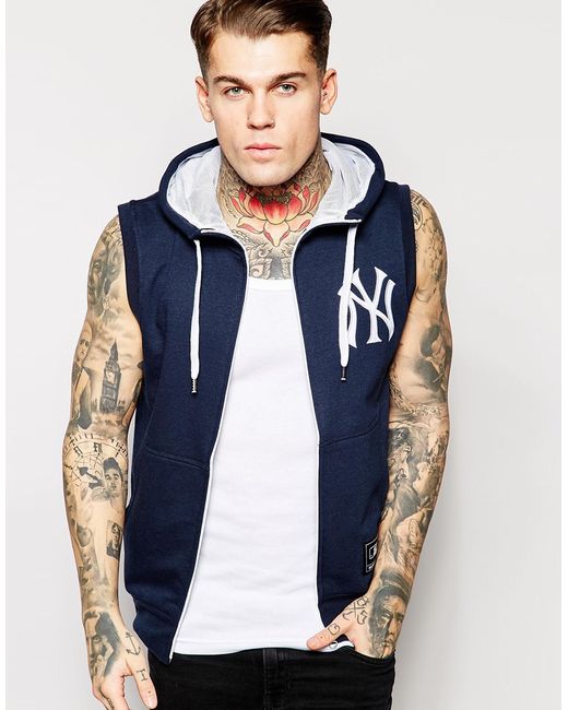 Majestic New York Yankees Zip Up Sleeveless Hoodie in Blue for Men | Lyst  Canada