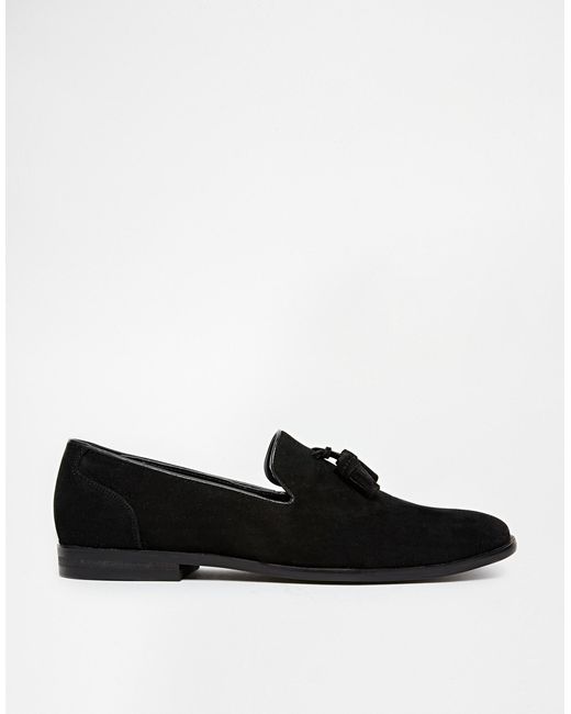 ASOS Black Loafers In Faux Suede for men
