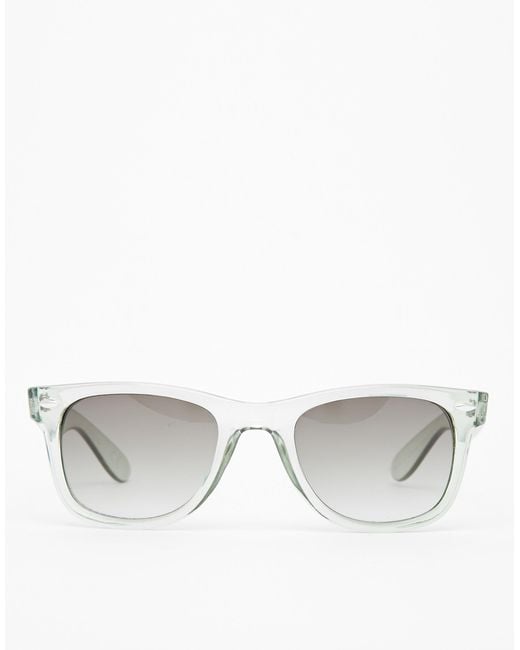 ASOS Gray Wayfarer Sunglasses In Green With Clear Frame for men