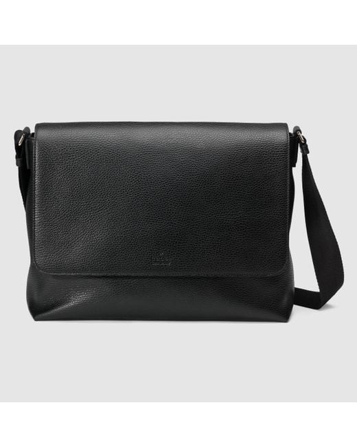 Gucci Black Leather Messenger Bag for men