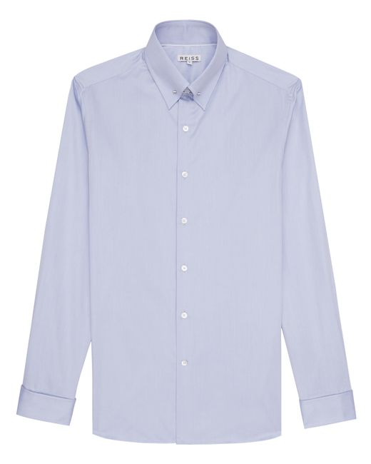 Reiss Blue Gregson Cotton Collar Bar Shirt for men