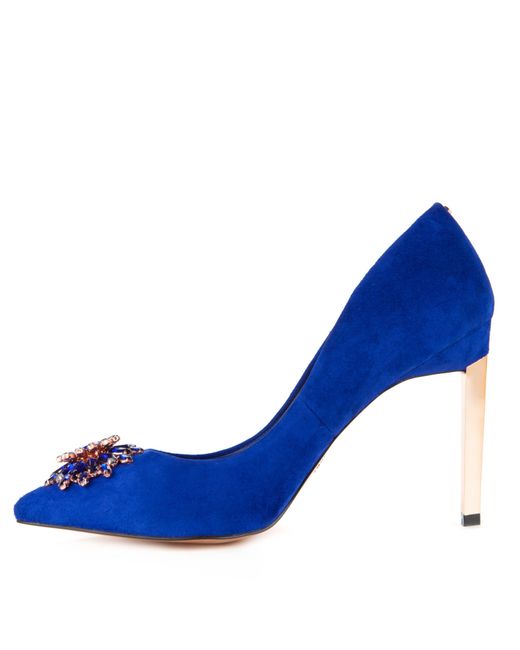 Ted Baker Blue Brooch Trim Court Shoes