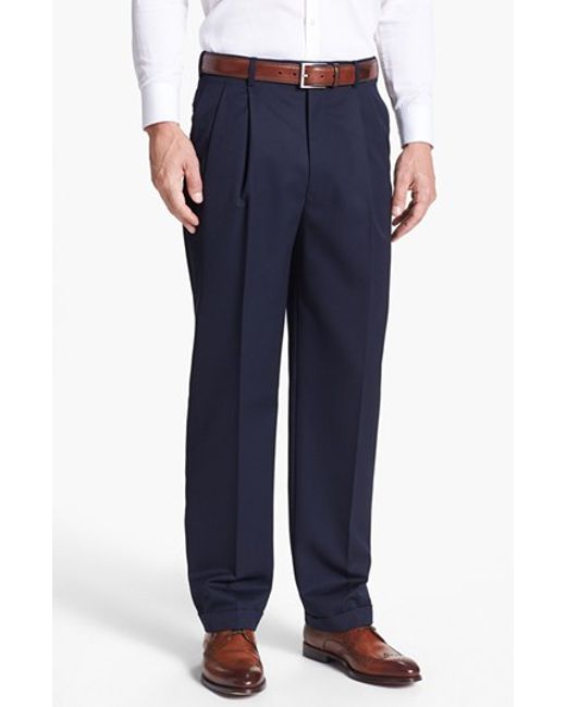 Jb britches Pleated Super 100s Worsted Wool Trousers in Blue for Men ...