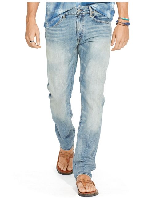 Polo Ralph Lauren Blue Varick Slim-Straight Lightweight Dylan-Wash Jeans for men