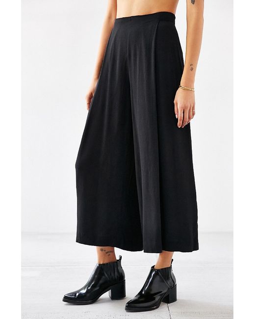 Silence + Noise Black Soft Pleated Culotte Pant