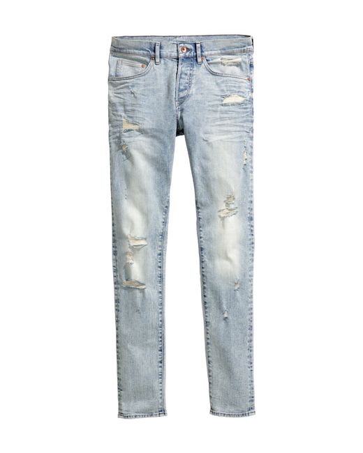 H&M Skinny Low Jeans in Blue for Men | Lyst